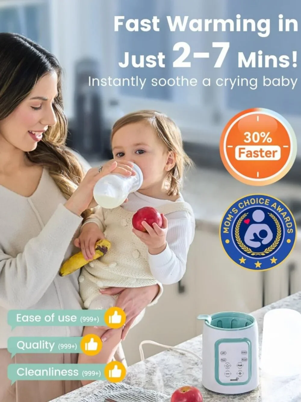 8-in-1 Fast Bottle Warmer with Timer | Even Heating, Safe Material, Multi-Use